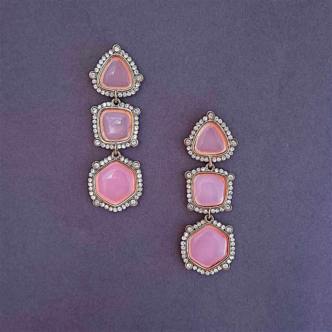 Pink Dangler Earrings , Drop Earrings