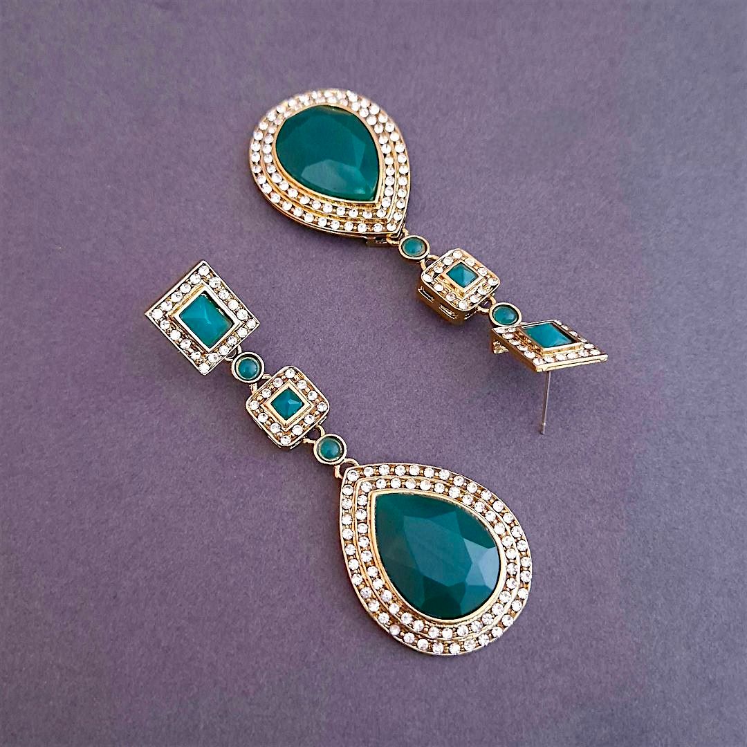 Emerald Dangler Earrings , Drop Earrings