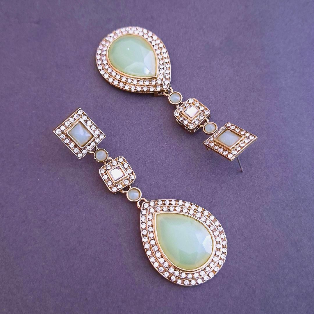 Mint Green Dangler Earrings , Drop Earrings
