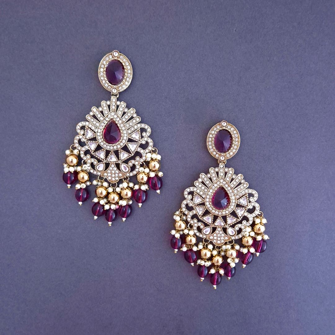 Purple Chandbali Earrings