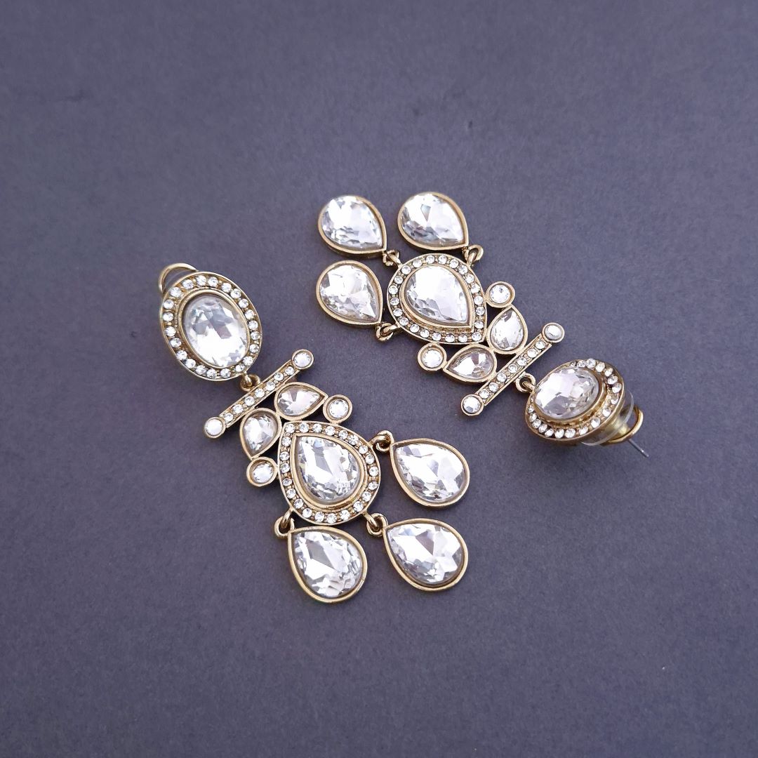 Silver Kundan Dangler Earrings