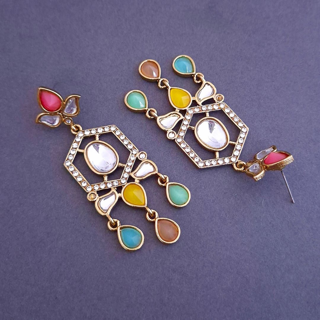 Multicolor Kundan Dangler Earrings , Drop Earrings