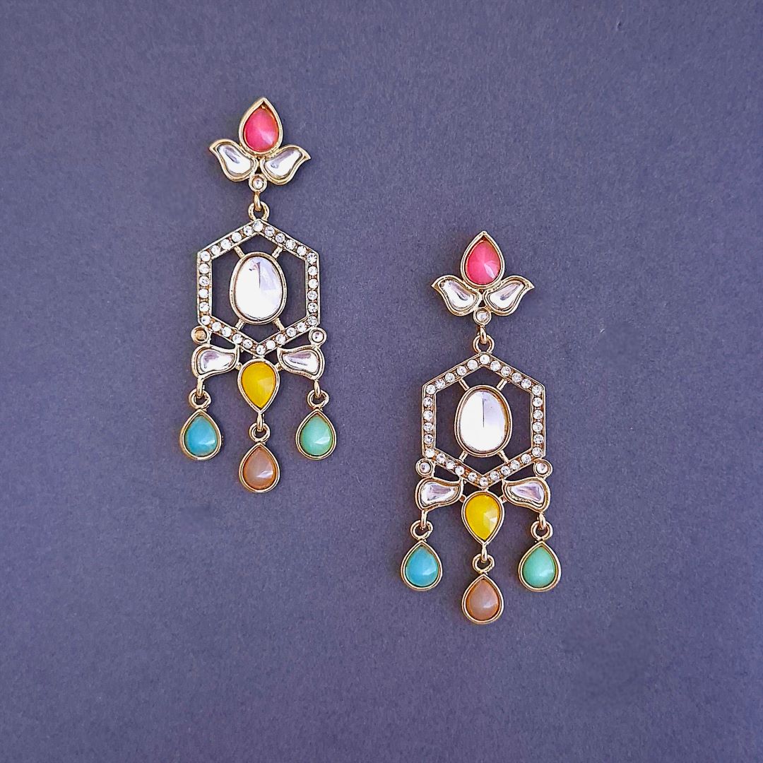 Multicolor Kundan Dangler Earrings , Drop Earrings