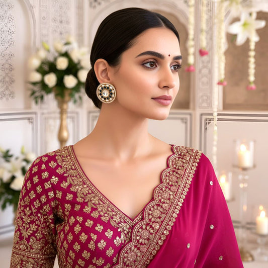 Blue Kundan Studs Earrings