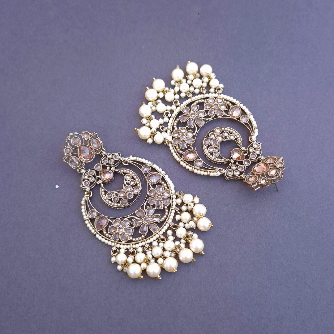 White Kundan Chandbali Earrings