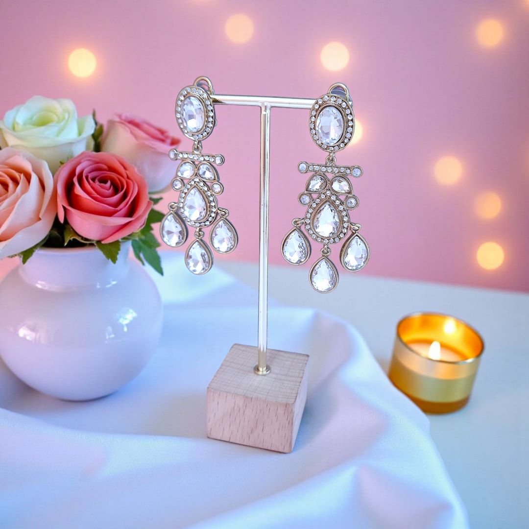 Silver Kundan Dangler Earrings
