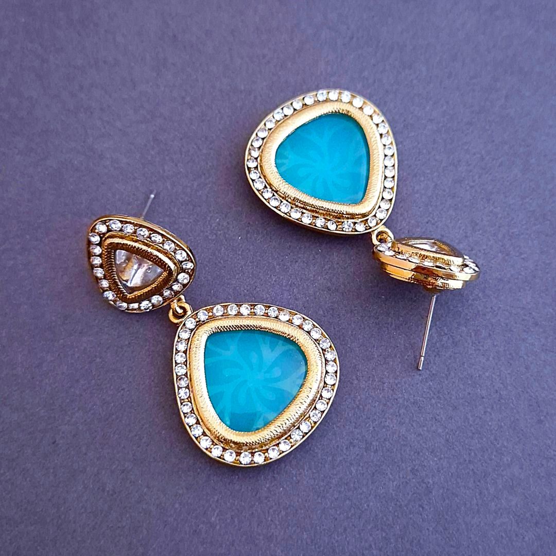 Turquoise Danglers, Drop Earrings, blue Earrings