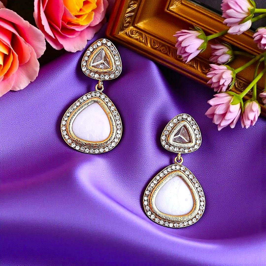 Ivory Danglers, Drop Earrings, White Earrings