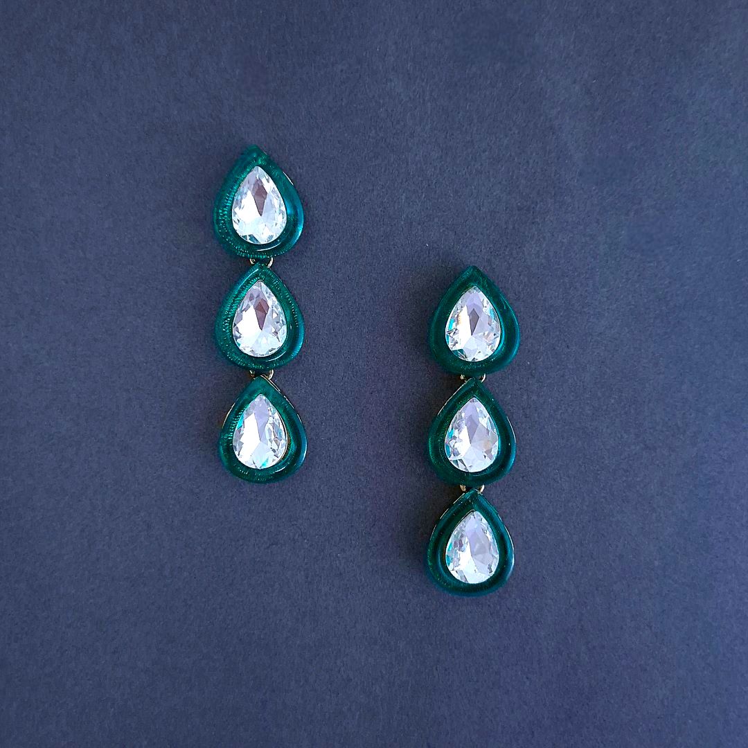Emerald Green Danglers, Drop Earrings