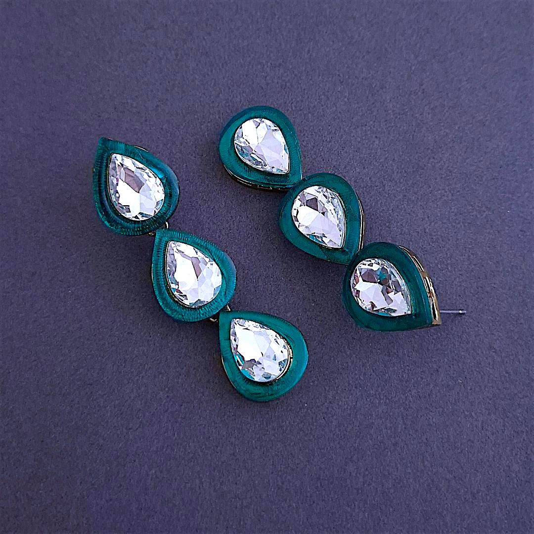 Emerald Green Danglers, Drop Earrings