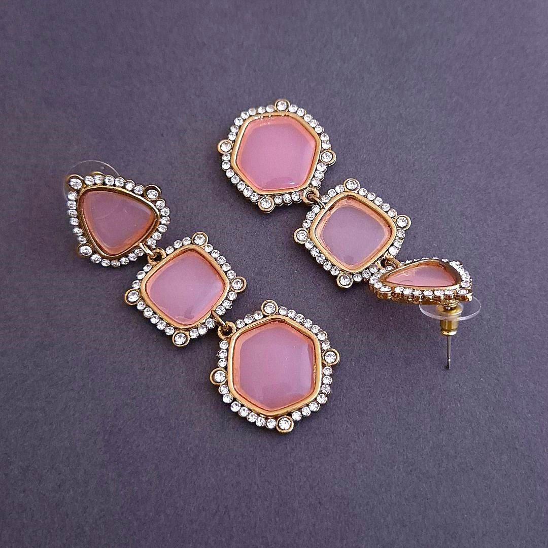 Pink Dangler Earrings , Drop Earrings