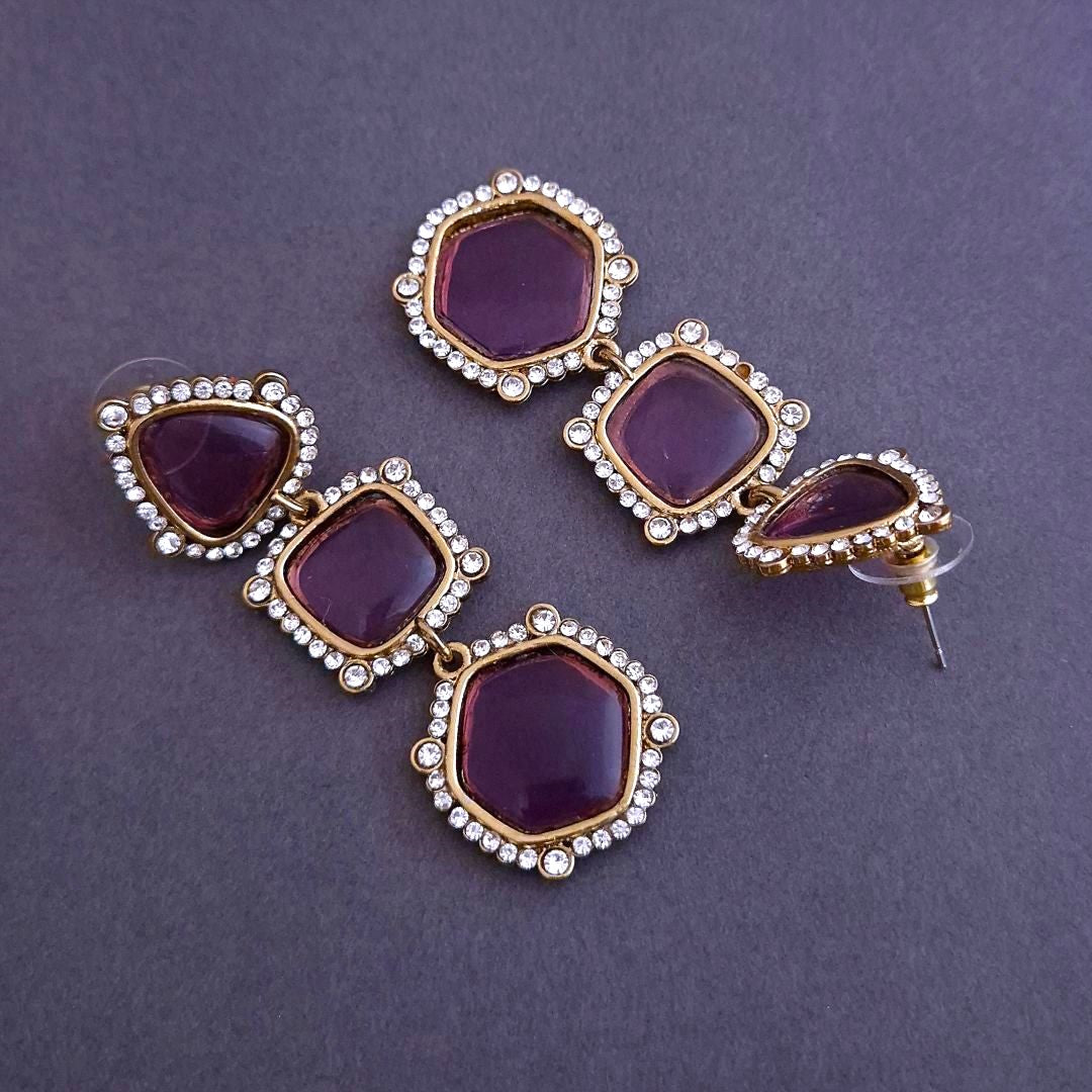 Purple Dangler Earrings , Drop Earrings