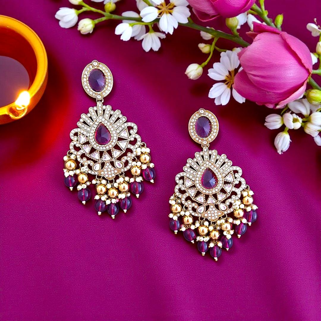 Purple Chandbali Earrings