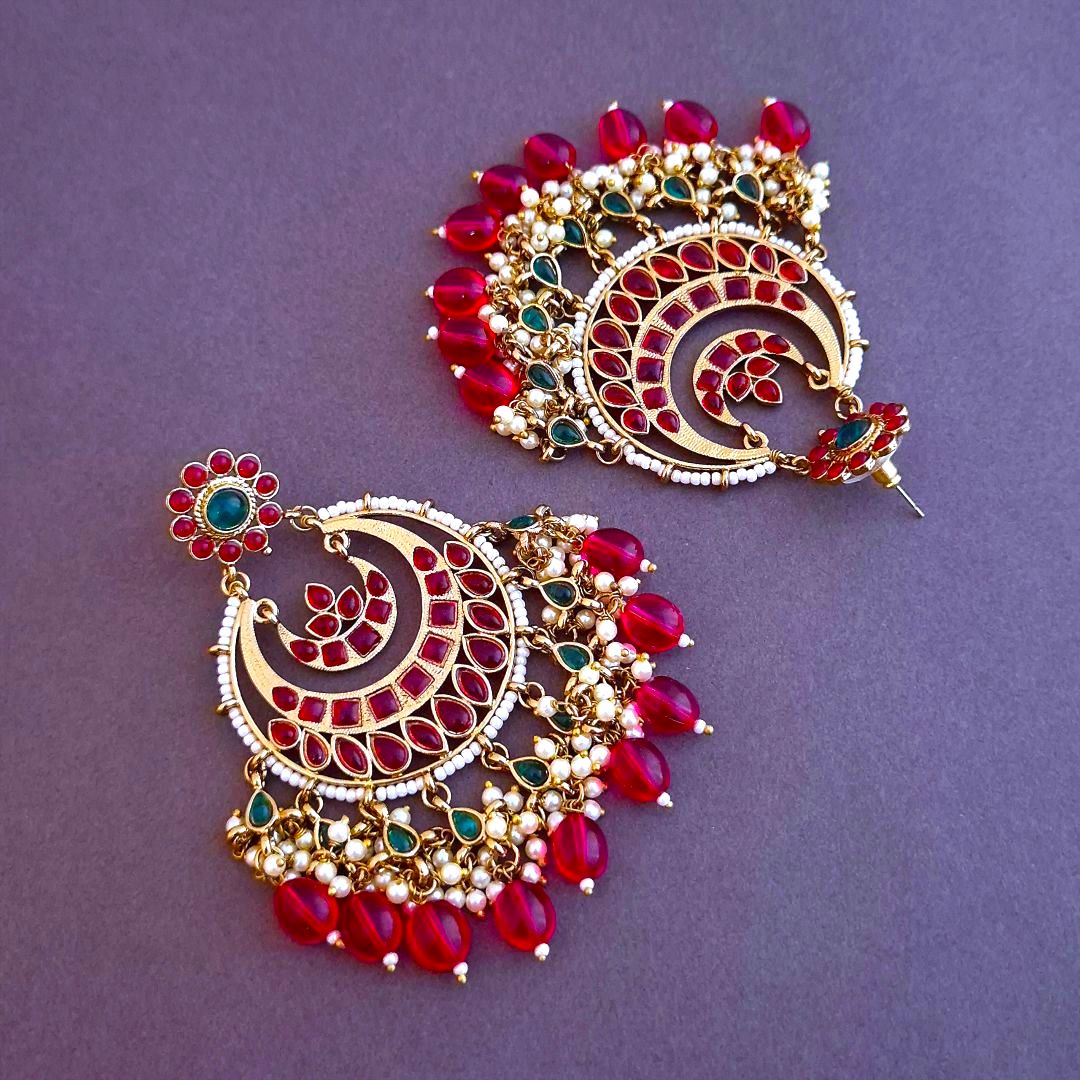 Multicolor Kundan Chandbali Earings