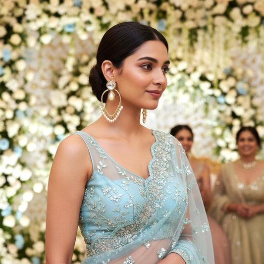 Ivory Dangler Kundan Earrings