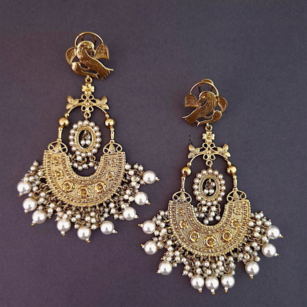 Golden  Kundan Chandbali Earings