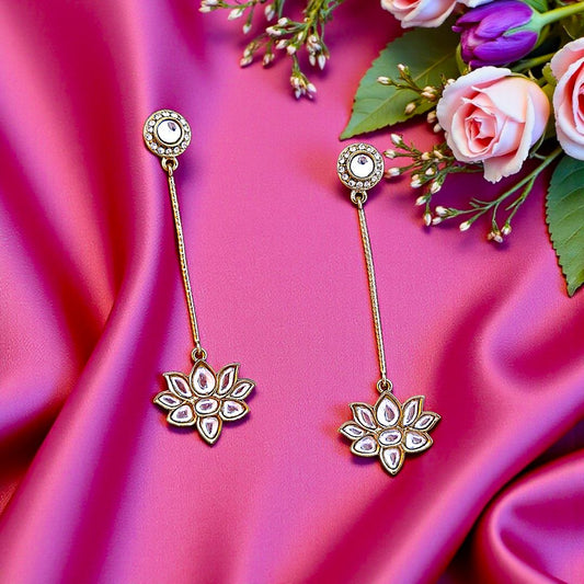  Golden Ethnic Earrings, Kundan earrings, Dangler Earrings