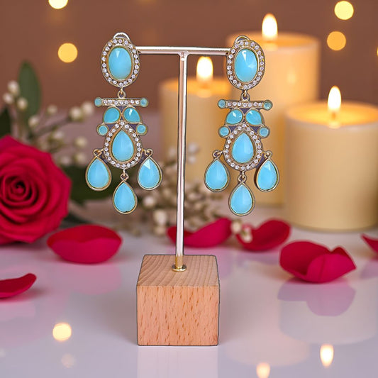 Blue Kundan Dangler Earrings