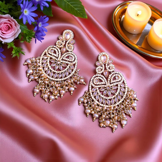 Golden Kundan Chandbali Earrings
