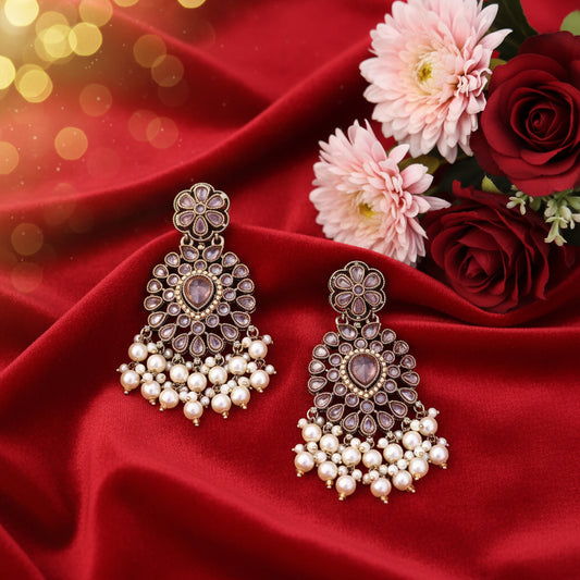 Golden Kundan Chandbali Earrings