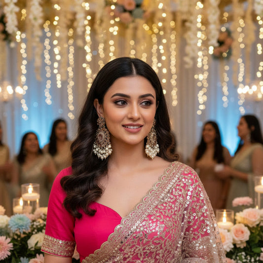 Golden Kundan Chandbali Earrings