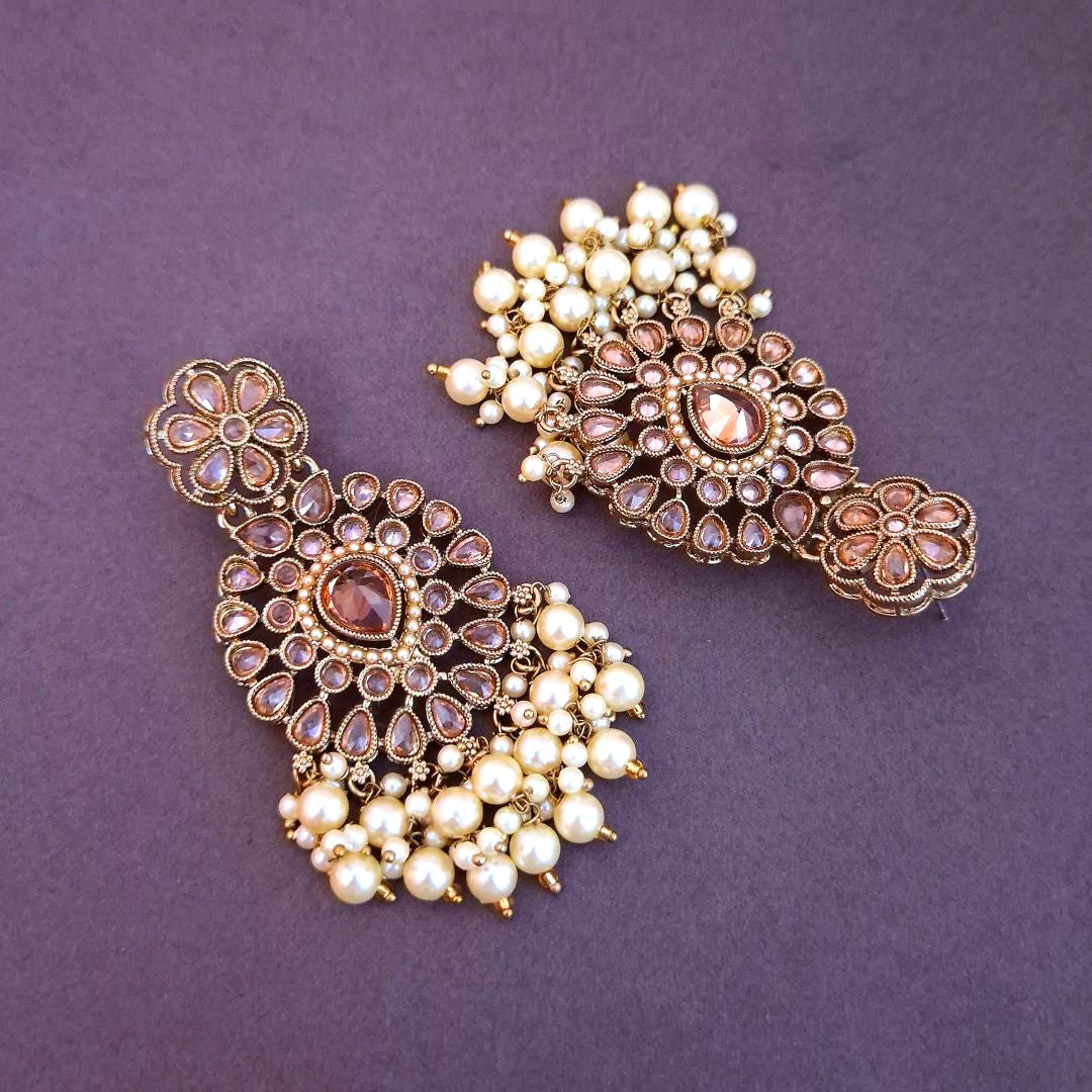 Golden Kundan Chandbali Earrings