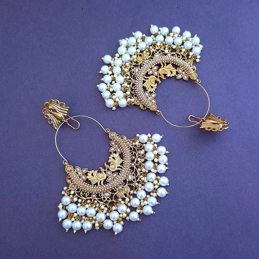 White Kundan Chandbali Earrings