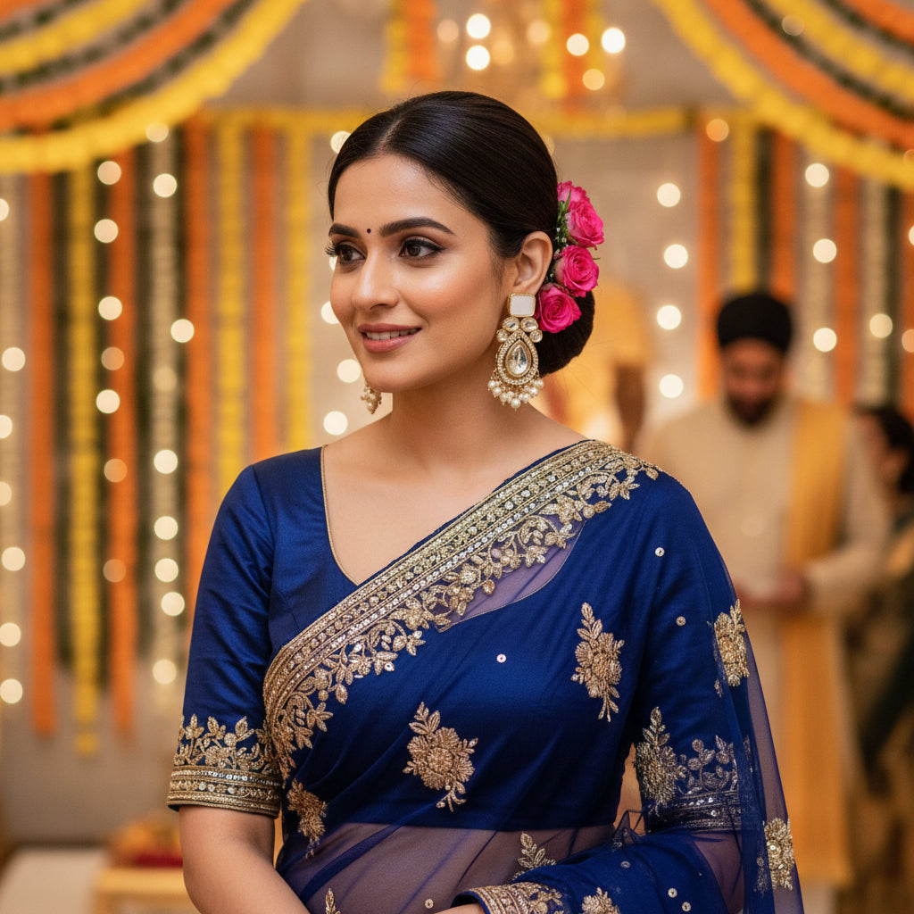 White Kundan Danglers Earrings