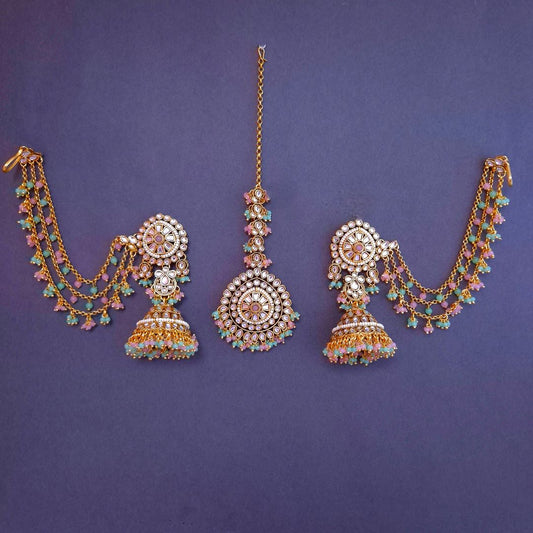 Multicolor Kundan Maang Tikka Set