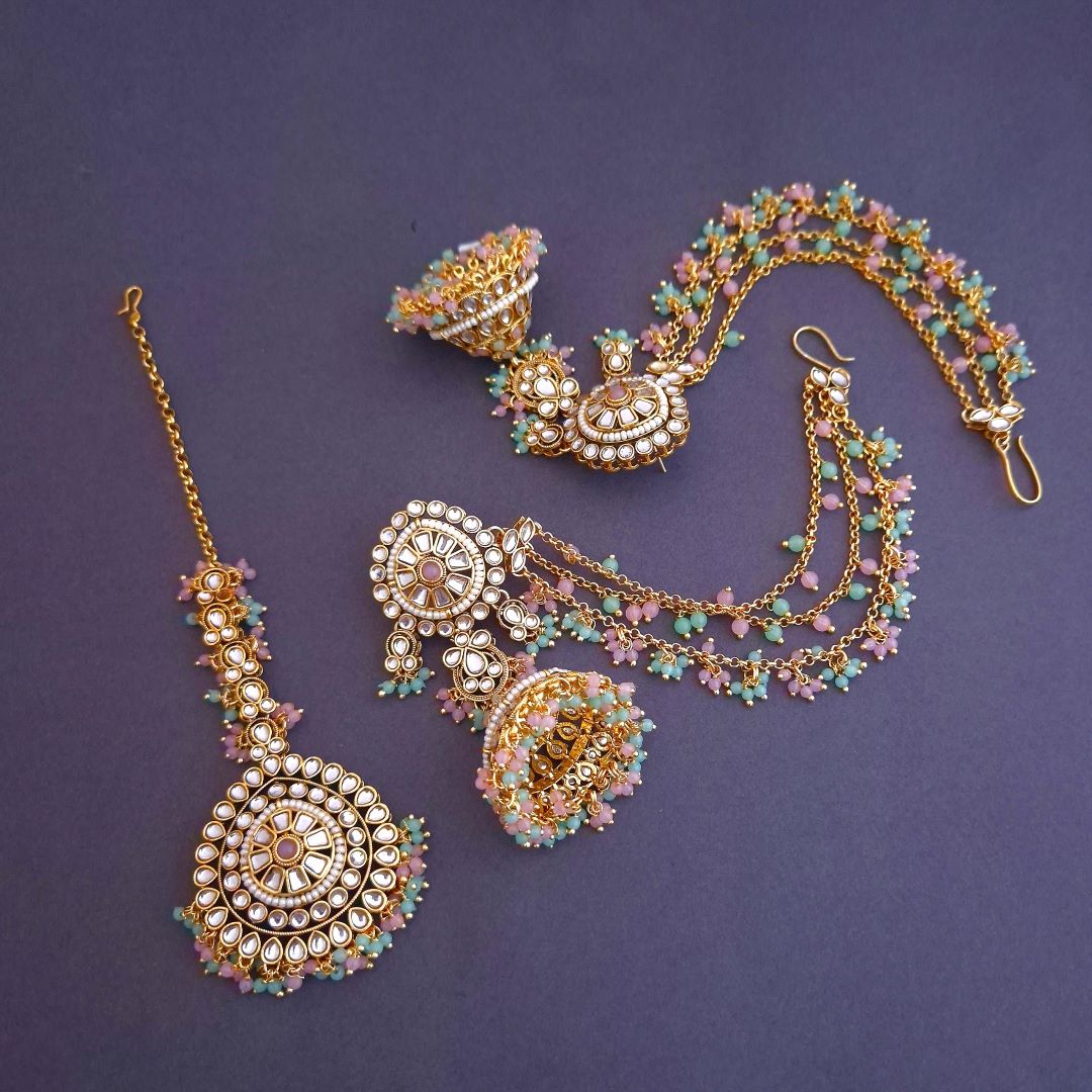 Multicolor Kundan Maang Tikka Set