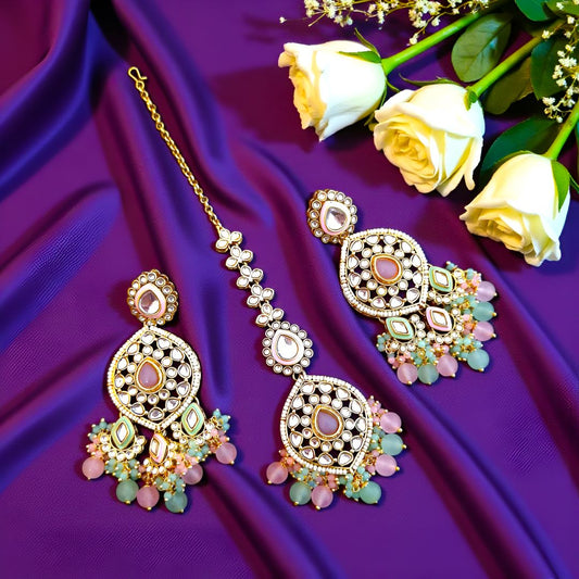 Multicolor Kundan Maang Tikka Set