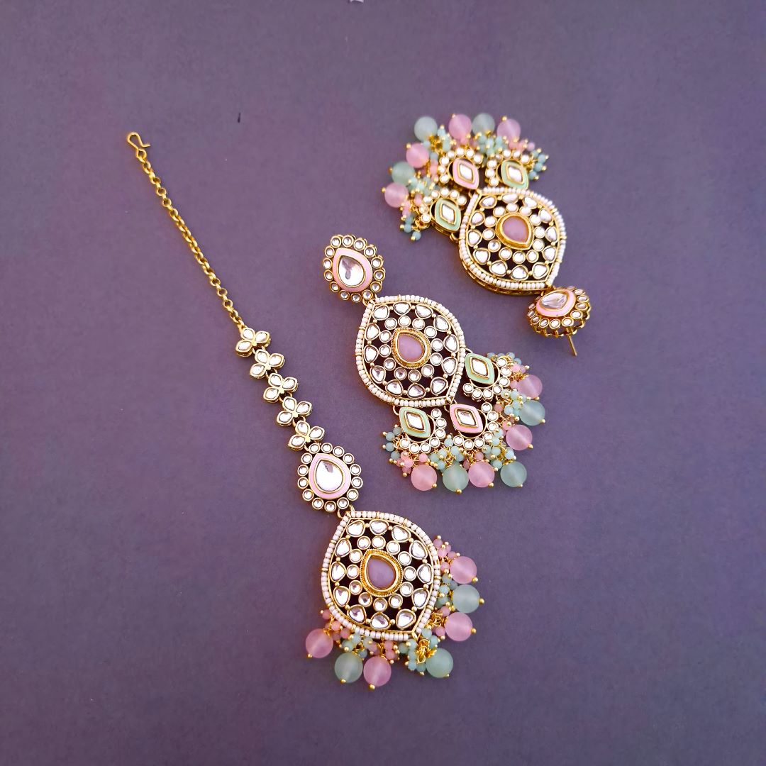 Multicolor KundanMaang Tikka Set