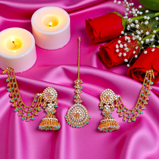Multicolor Kundan MaangTikka Set