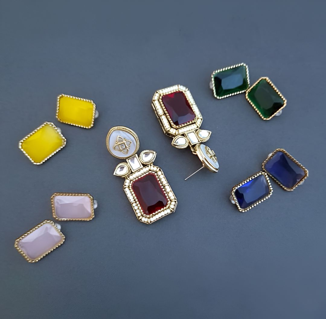 Multicolor Kundan Dangler Earrings, Drop Earrings