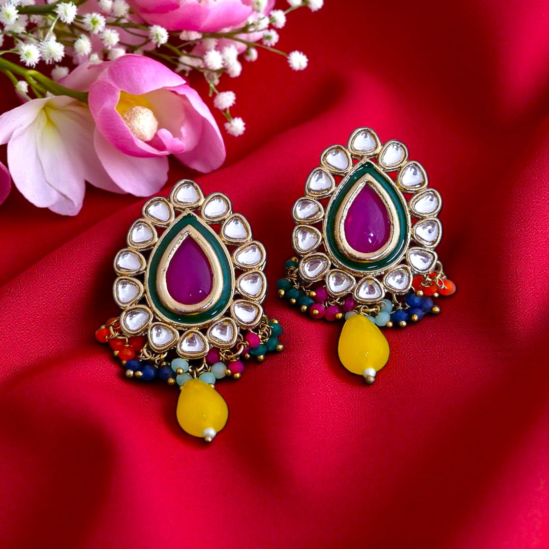 Multicolor Kundan Stud Earring