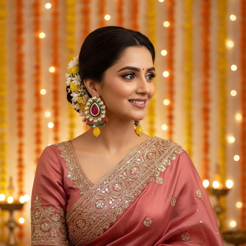 Multicolor Kundan Stud Earringss