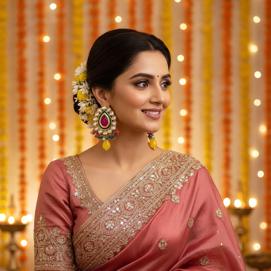 Multicolor Kundan Stud Earringss