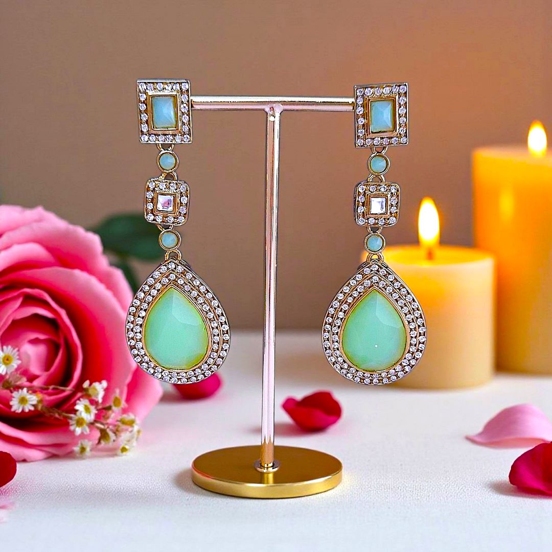 Mint Green Dangler Earrings , Drop Earrings