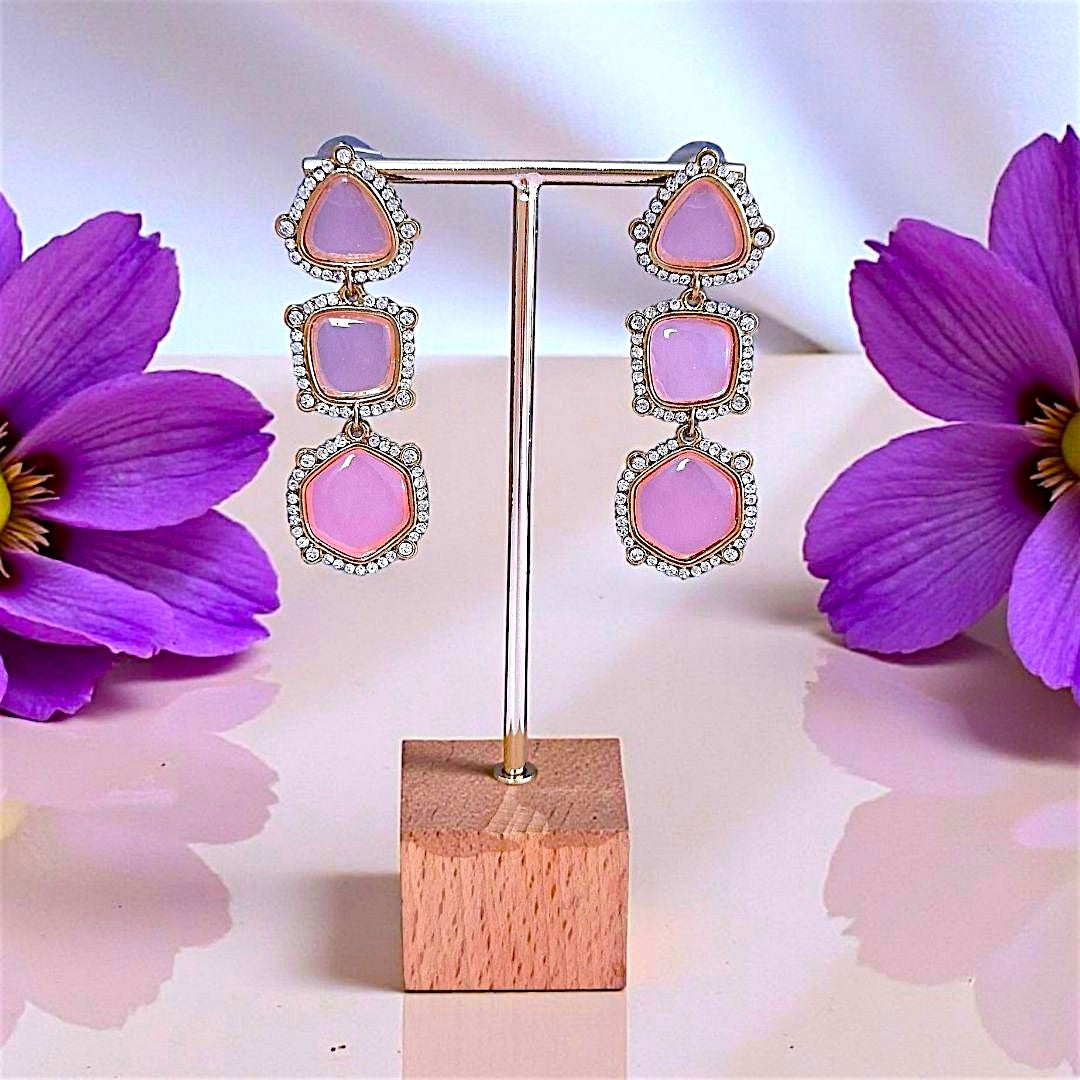 Pink Dangler Earrings , Drop Earrings