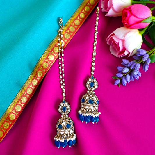 Multicolor Kundan Sahara Earchain Jhumki Earrings