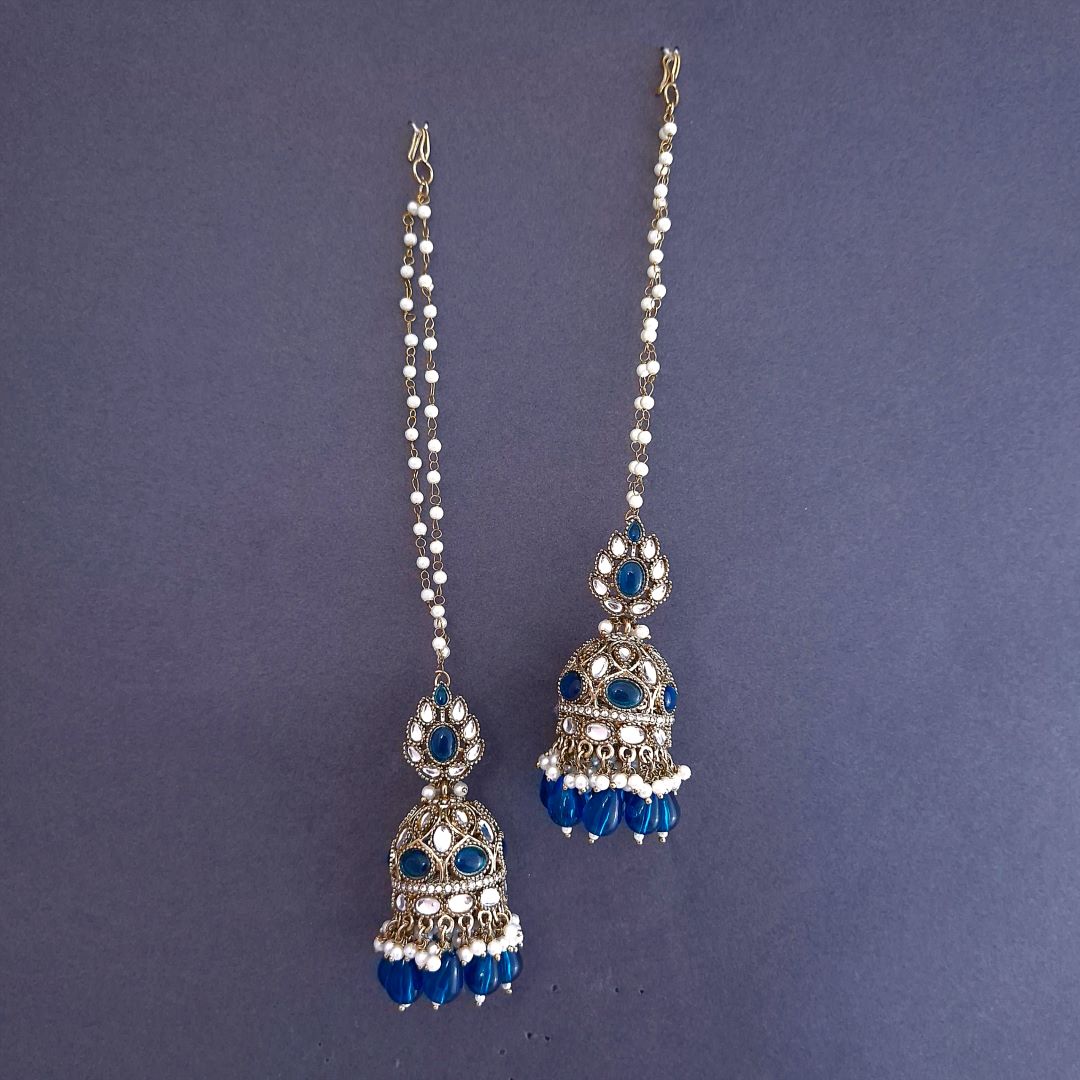 Multicolor Kundan Sahara Earchain Jhumki Earrings