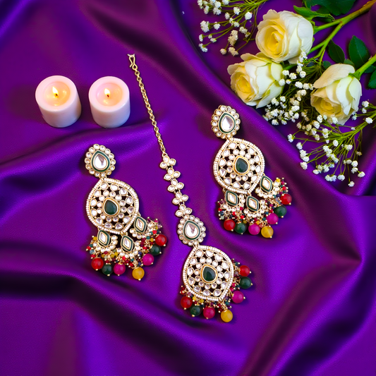Multicolor Kundan Maang Tikka Set