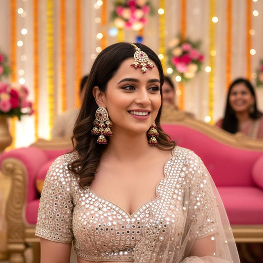 Rani Pink Kundan MaangTikka Set