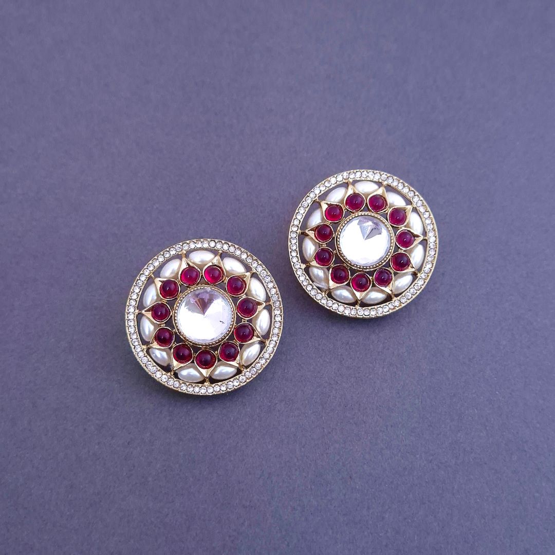Rani Pink Kundan Stud Earrings