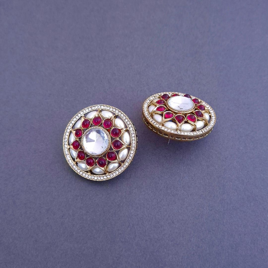 Rani Pink Kundan Stud Earrings