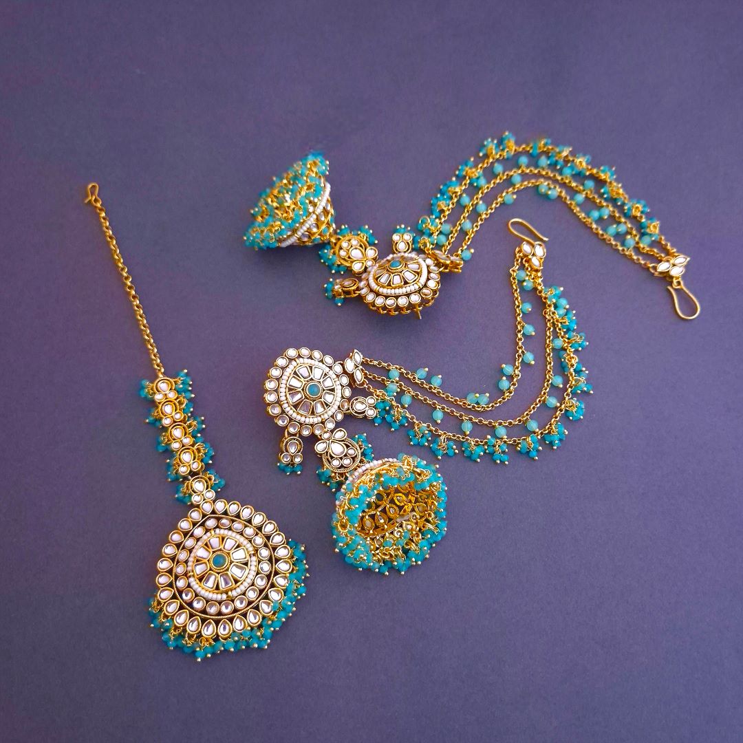 Turquoise Blue Bhoomi Maang Tikka Set