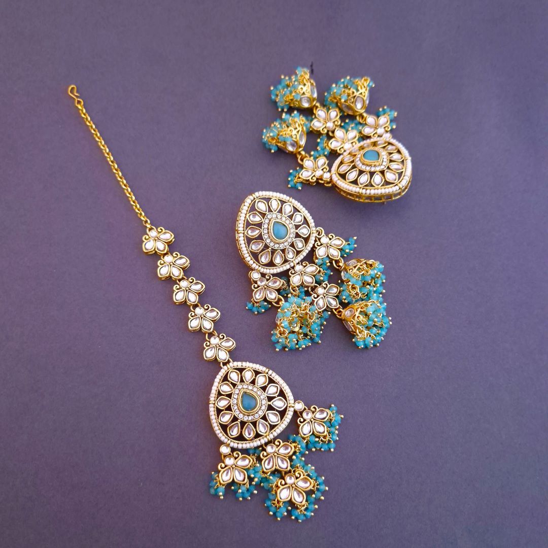 Turquoise Blue Maang Tikka Sets